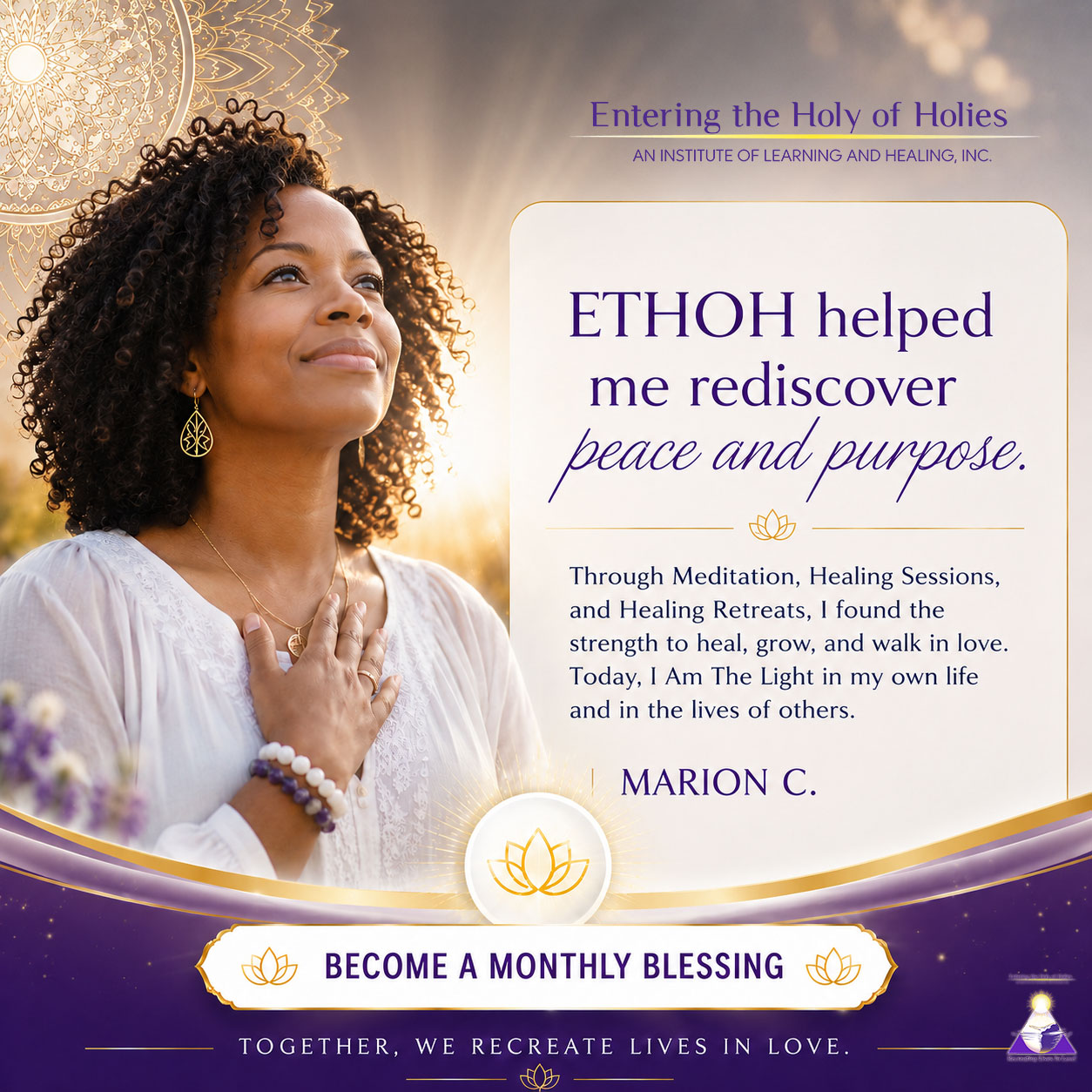 ETHOH Monthly Blessing Campaign — Marion C. Testimony