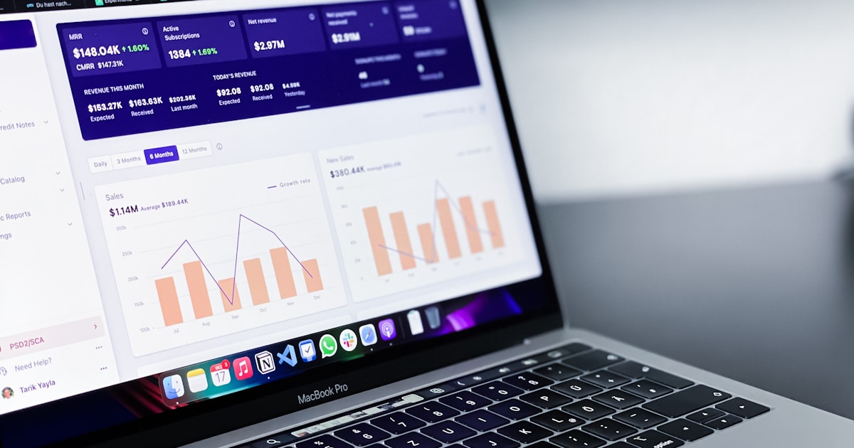 Business growth dashboard on MacBook Pro