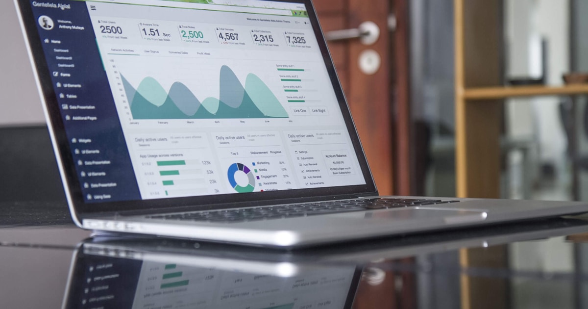 SEO analytics dashboard on a laptop screen