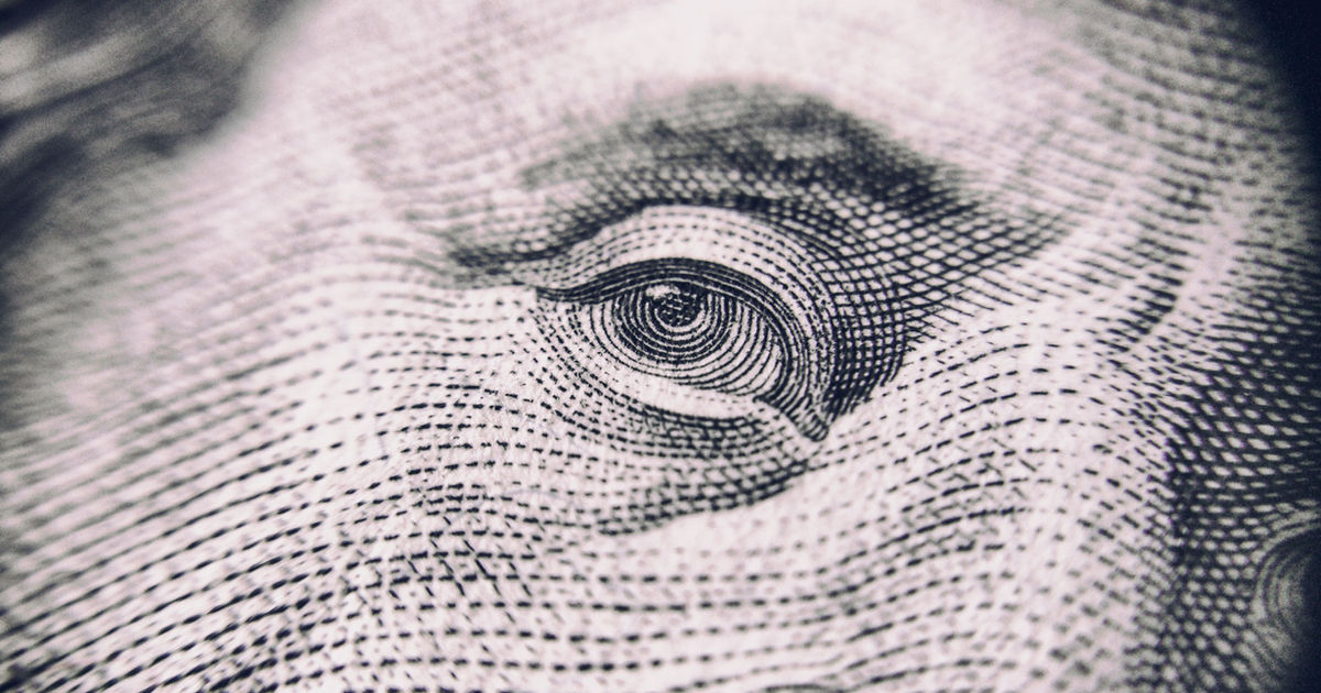 US dollar bill Benjamin Franklin close-up