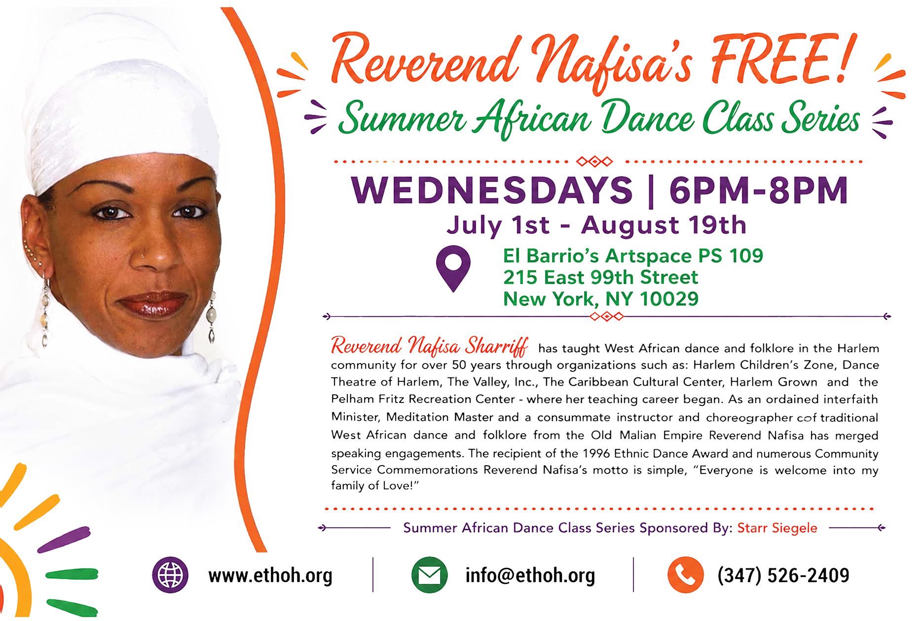 ETHOH African Dance Class Series Flyer Back