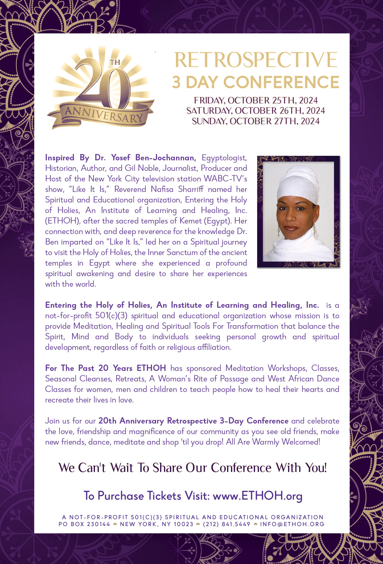 ETHOH 20th Anniversary Event Flyer Back