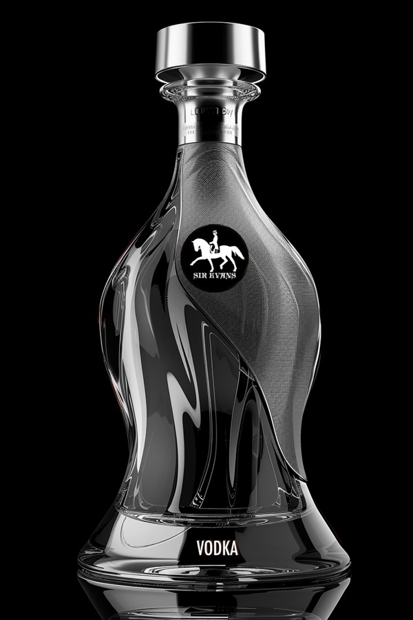 Sir Evans Vodka bottle and label design by Moor Graphix