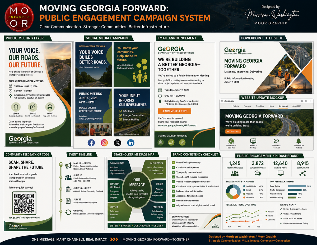 Moving Georgia Forward Public Engagement Campaign System — designed by Moor Graphix